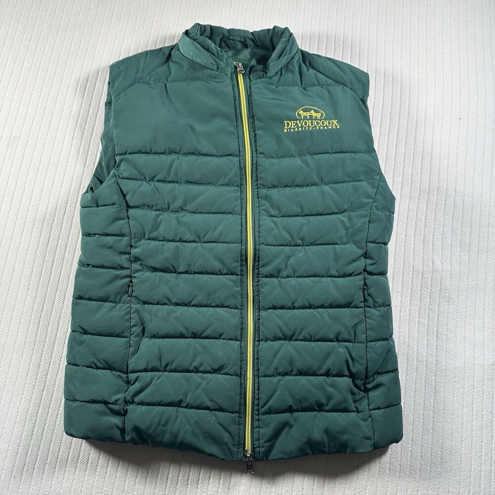 Devoucoux Biarritz France Puffer Vest Women’s Small Green Full Zip Equestrian